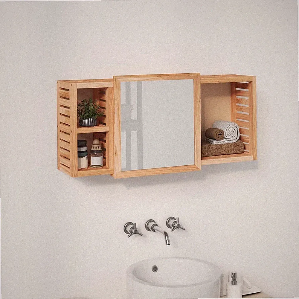 vidaXL Spiegelschrank 80x17x34 cm Massivholz Walnuss