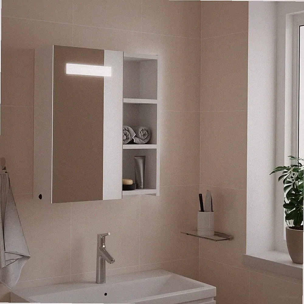 VidaXL Spiegelschrank Mit LED-Beleuchtung Weiß 45x13x52 Cm