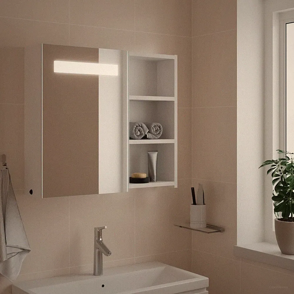 VidaXL Spiegelschrank Mit LED-Beleuchtung Weiß 60x13x52 Cm