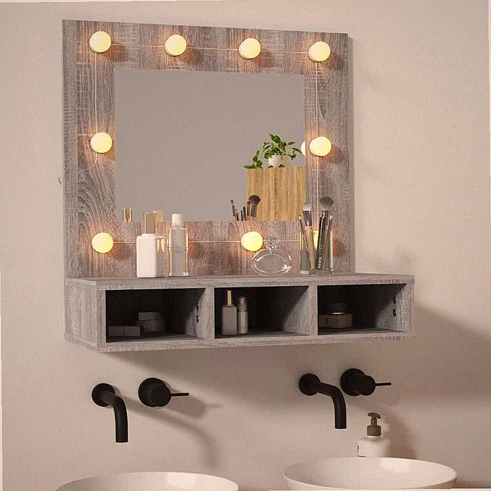 vidaXL Spiegelschrank mit LED Grau Sonoma 60x31,5x62 cm