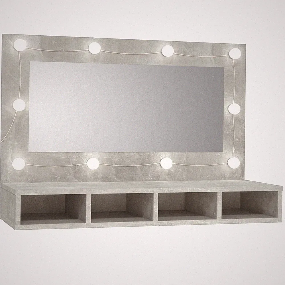 Wandspiegel Mit LED Beleuchtung 90x31,5x62 Cm Betongrau Für Modernes Wohnen