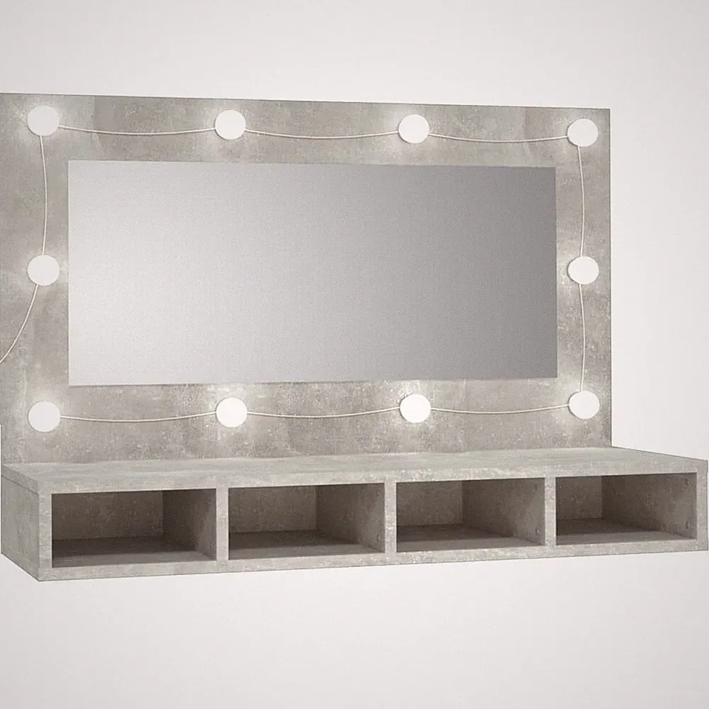 Wandspiegel Mit LED Beleuchtung 90x31,5x62 Cm Betongrau Für Modernes Wohnen