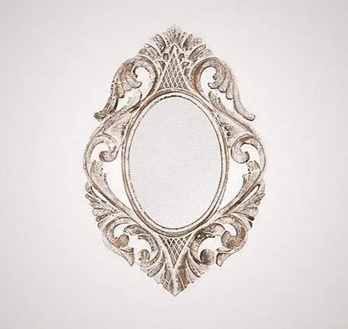 Wandspiegel oval mit Holzrahmen weiß Wandspiegel Shabby Chic von