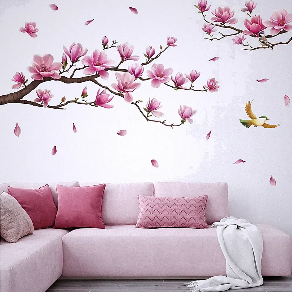 Wandtattoo Rosa Blumen Magnolia Wandaufkleber Schlafzimmer Wohnzimmer Küche