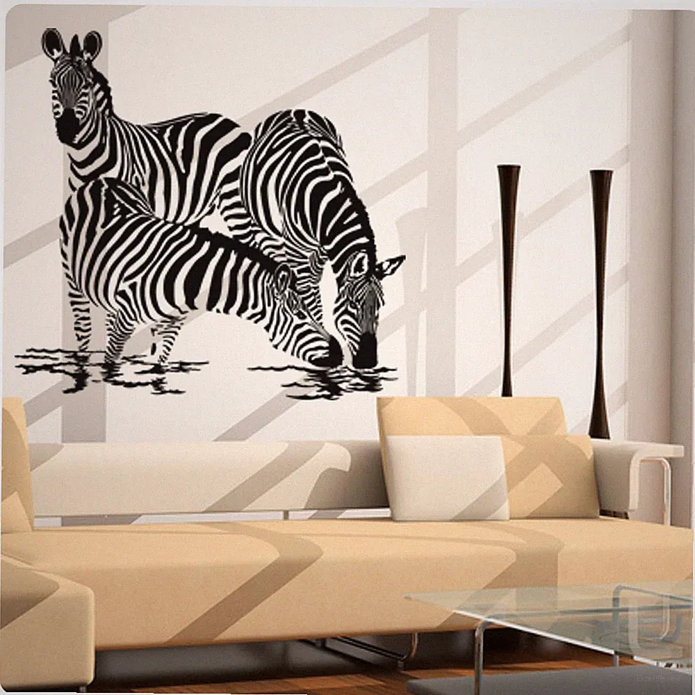 Wandtattoo Zebras Zebra Afrika Wandaufkleber clickstick Wildlife trinkende W461