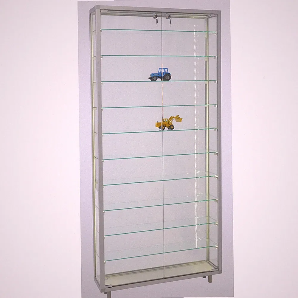 Wandvitrine C abschließbar beleuchtet 80 cm Sammler Alu Vitrinenschrank Spiegel