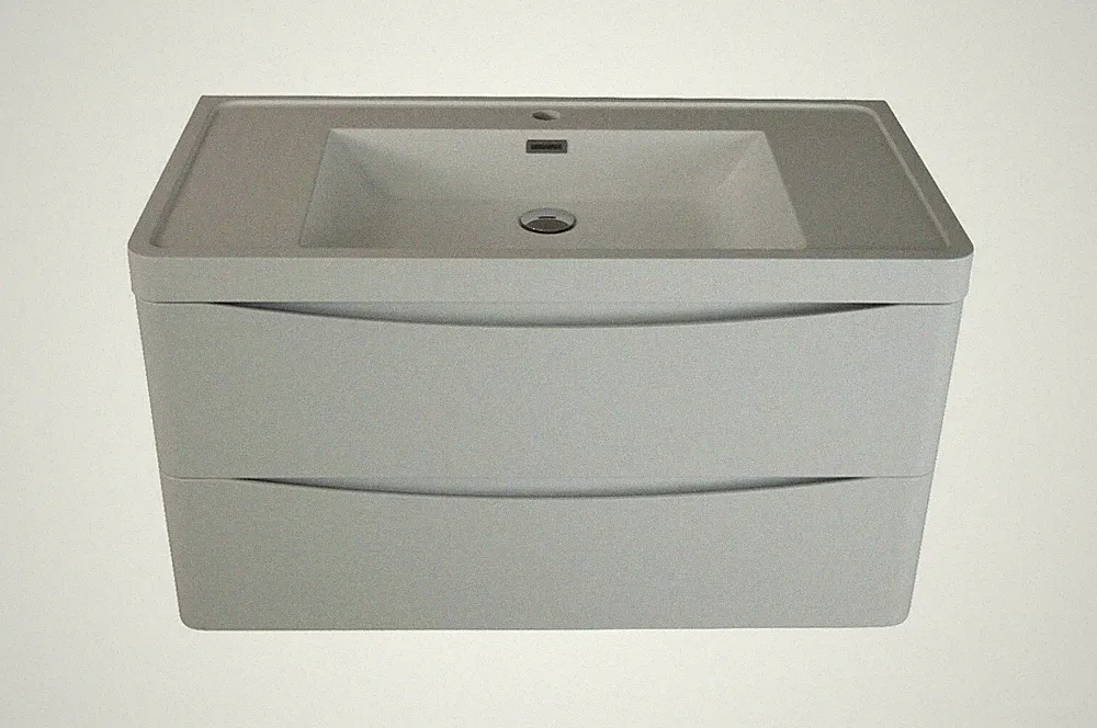 Waschtisch Smile 90 Weiß, Badezimmermöbel Set Waschbecken Unterschrank