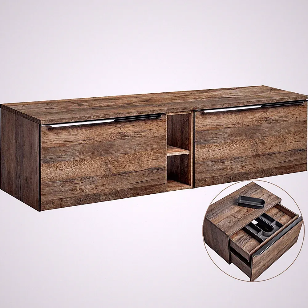 Waschtischunterschrank 180cm mit 2 Auszügen PUEBLA-56 in Vintage Oak Eiche, B/H/