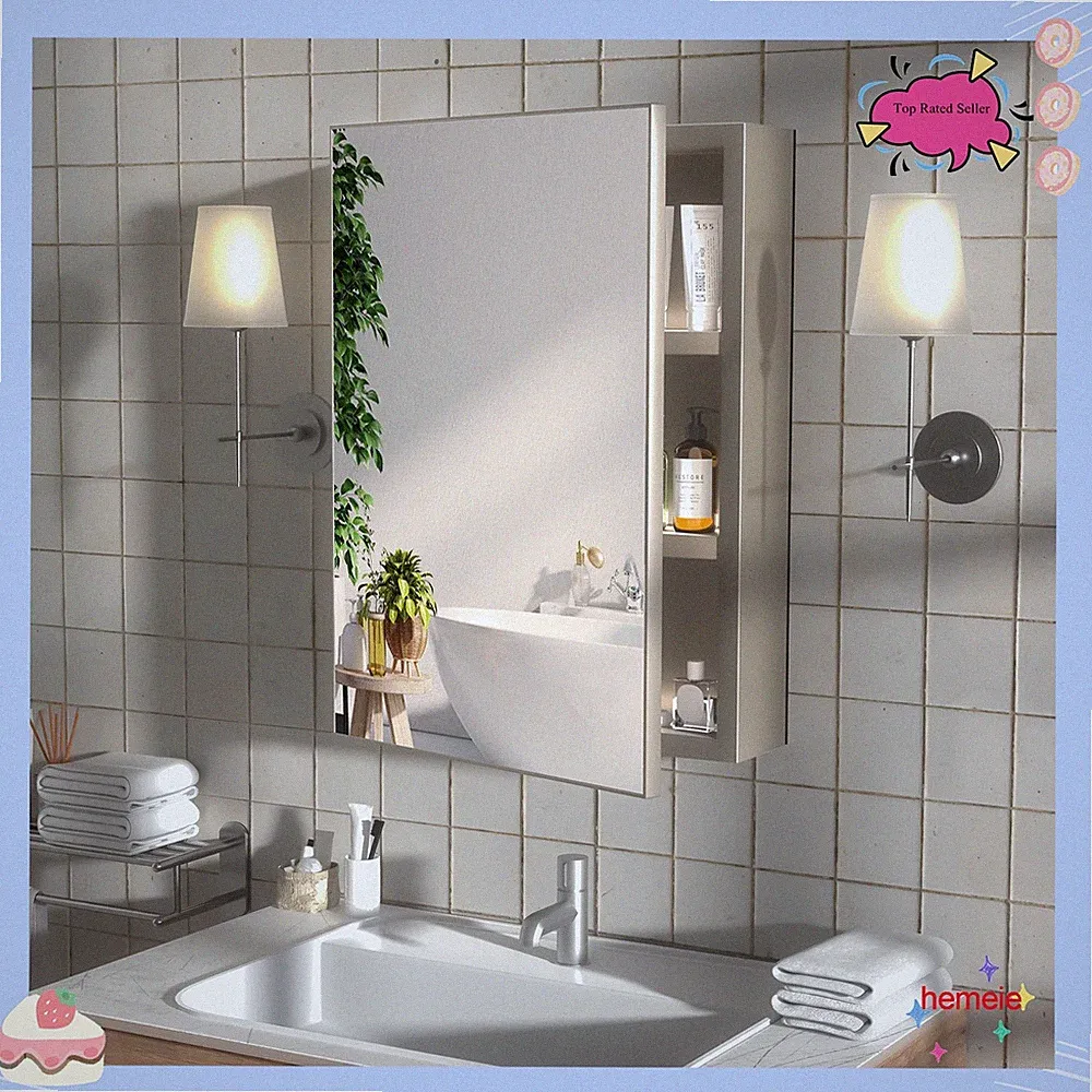 Wasserdichter 2-in-1 Design Spiegelschrank für das Badezimmer +Spiegel 3 Fächer