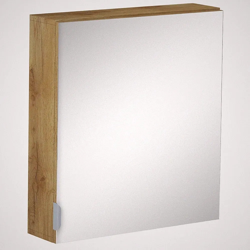 WELLTIME Spiegelschrank Lage Pflegeleichte Oberfläche Wotan Eiche 60 x 65 cm