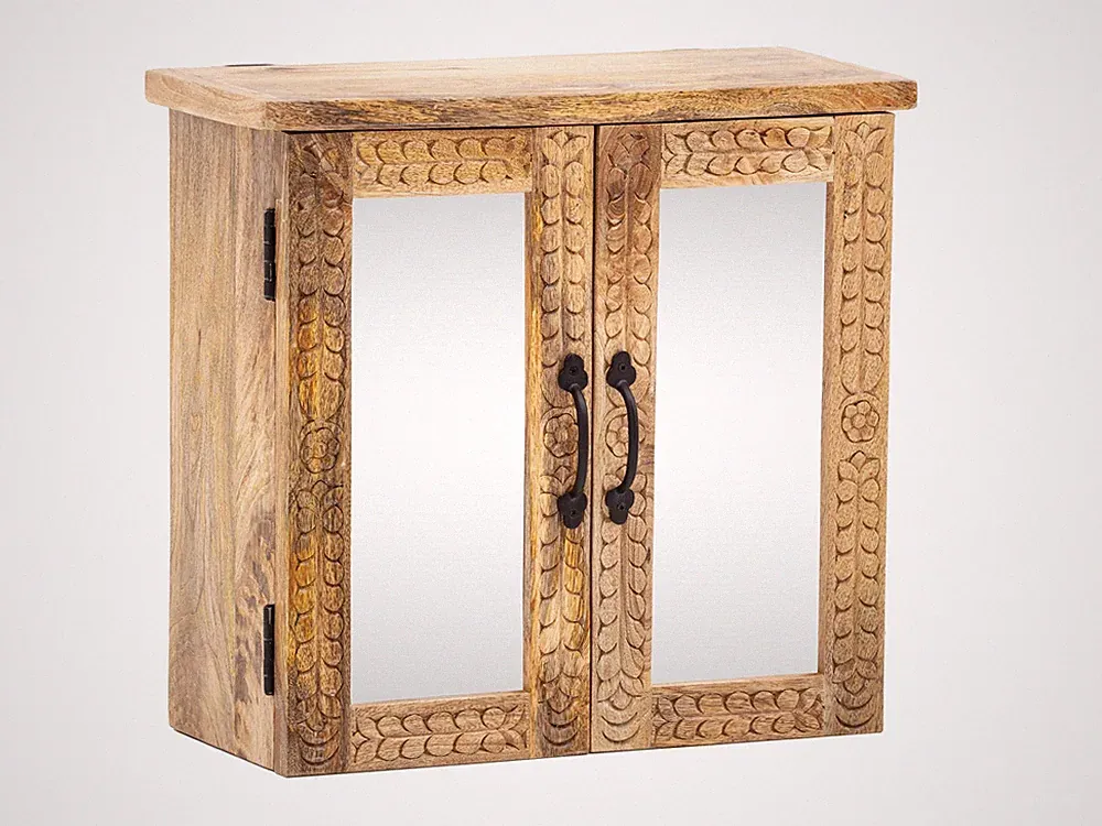 Woodkings Spiegelschrank Santa Cruz 52x50x23 cm Badschrank Holz natur Boho Stil
