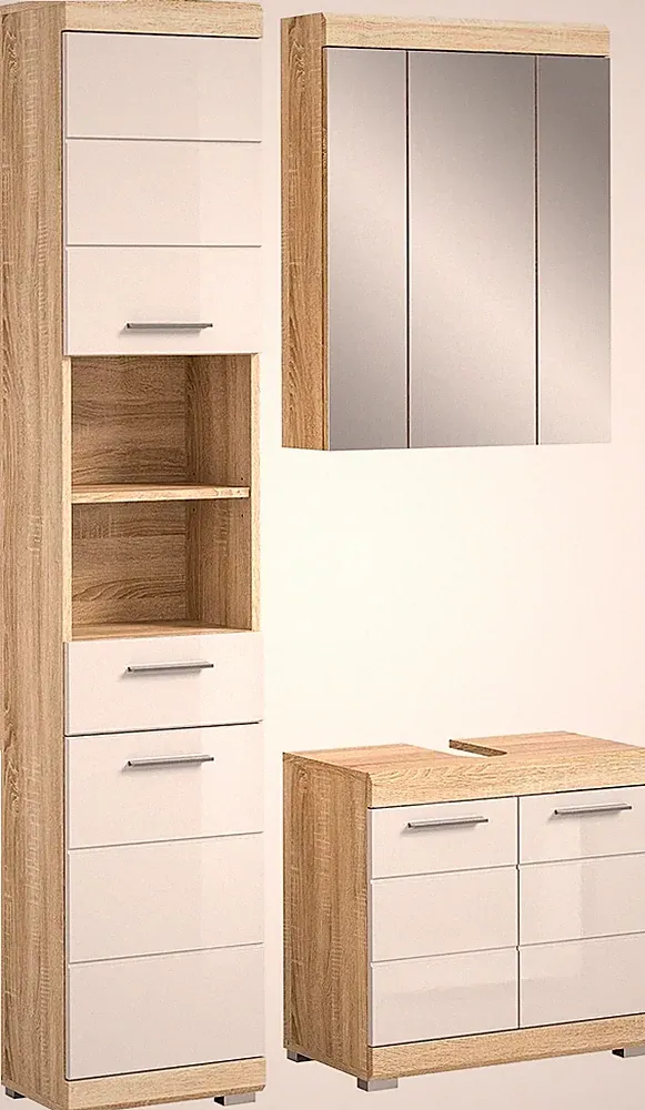 xonox 3-tlg. Badezimmerkombination Badmöbel Badset Badezimmer Lambada 112x34x191