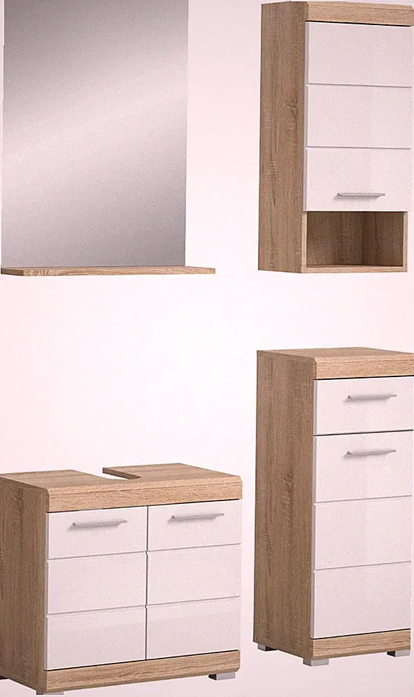 xonox 4-tlg. Badezimmermöbel Badmöbelkombination Badmöbel Bad Lambada 112x191x34