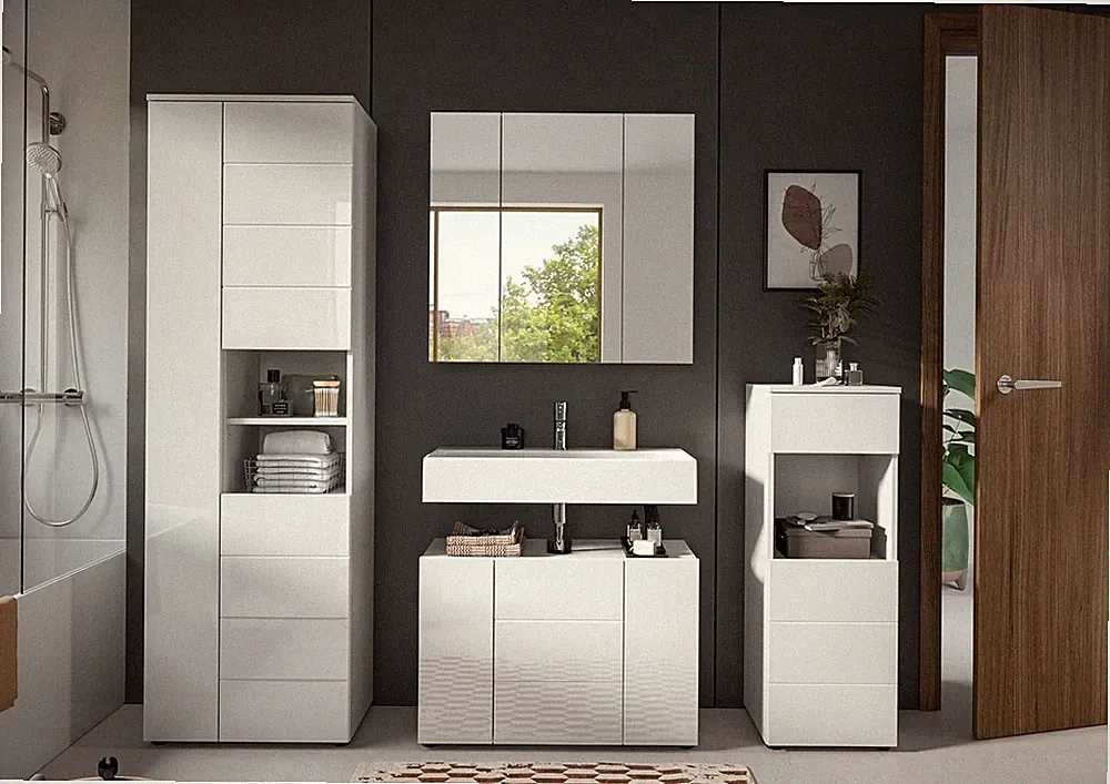 xonox 4-tlg. Badkombination Badmöbel Badset - Badezimmer Vira - 210x190x34 cm