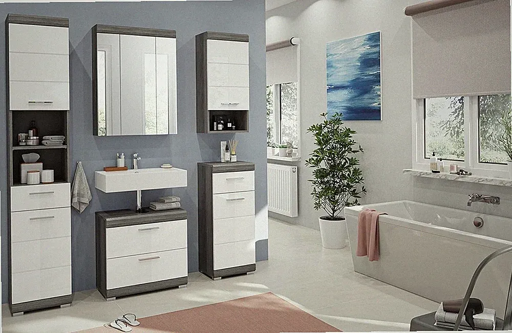 xonox 5-tlg. Badezimmerkombination Badset weiß - Badezimmer Scout - 140x192x34