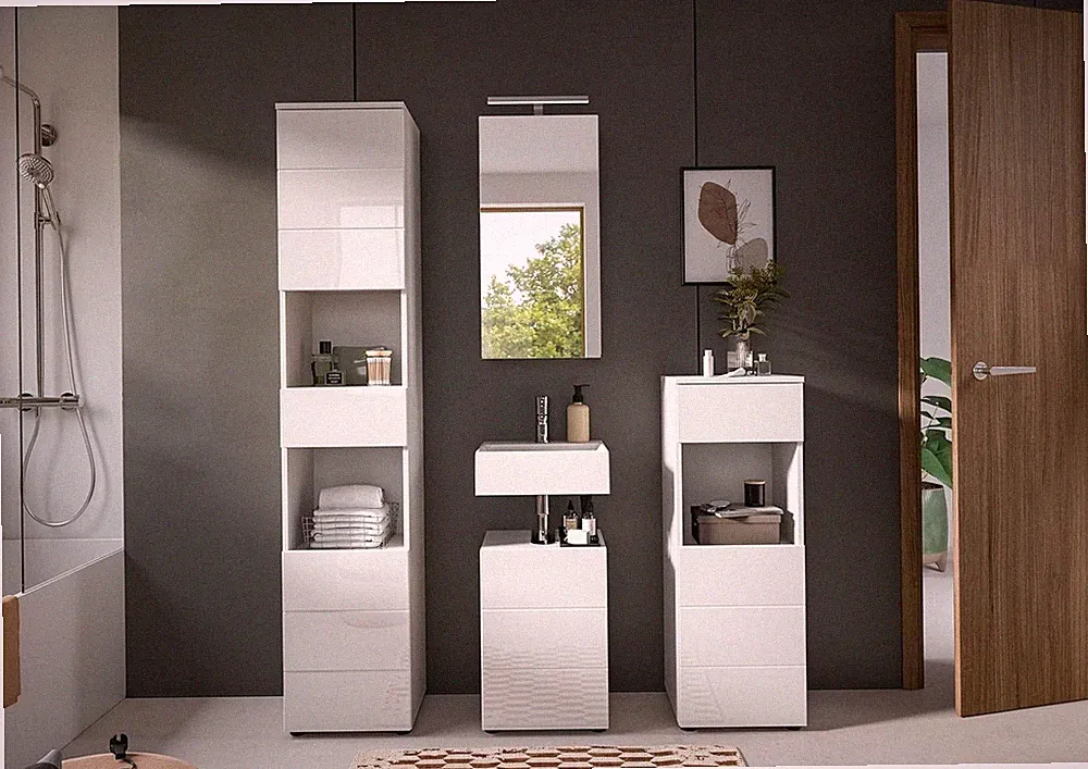 xonox 5-tlg. Badkombination Badmöbel Badset - Badezimmer Vira - 144x190x34 cm