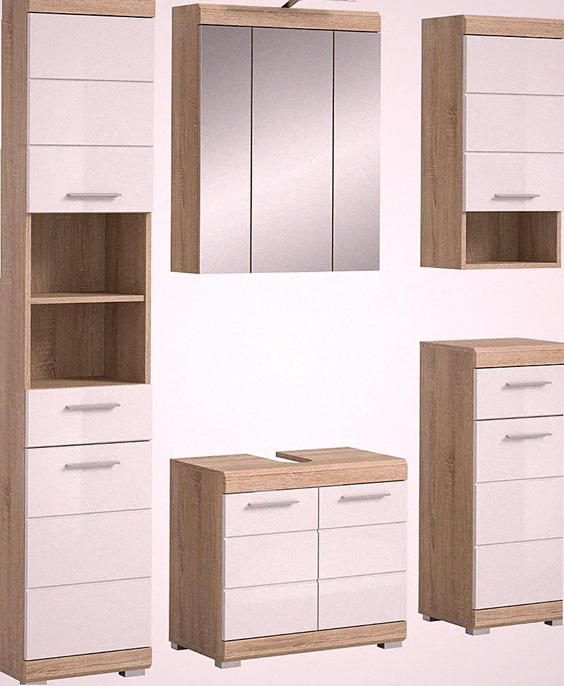 xonox 6-tlg. Badezimmermöbel Badmöbelkombination Badmöbel Bad Lambada 164x191x34