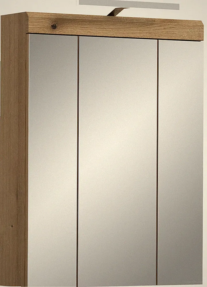 xonox Bad Scout Spiegelschrank inkl. Beleuchtung Wandschrank Eiche 60x79x18