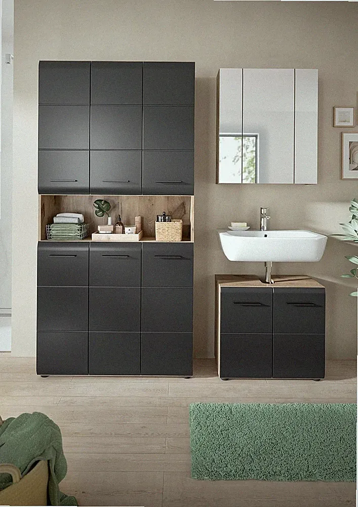 xonox Badezimmer Ice 3 tlg. Badkombination Badmöbel Badezimmermöbel 165x185x30