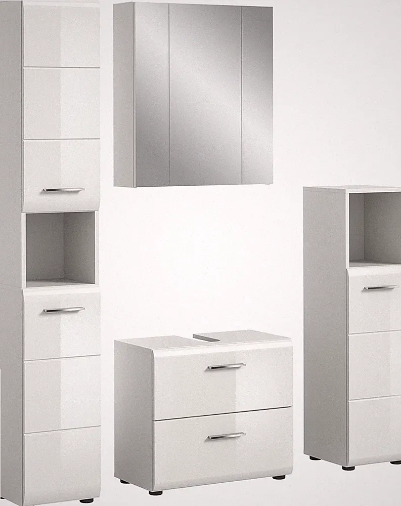 xonox Badezimmer Ice 4 tlg. Badkombination Badmöbel Badezimmermöbel 150x185x30