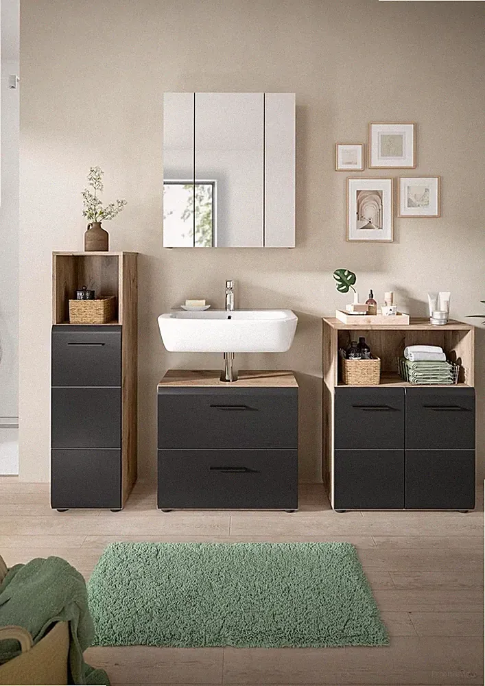 xonox Badezimmer Ice 4 tlg. Badkombination Badmöbel Badezimmermöbel 180x185x30