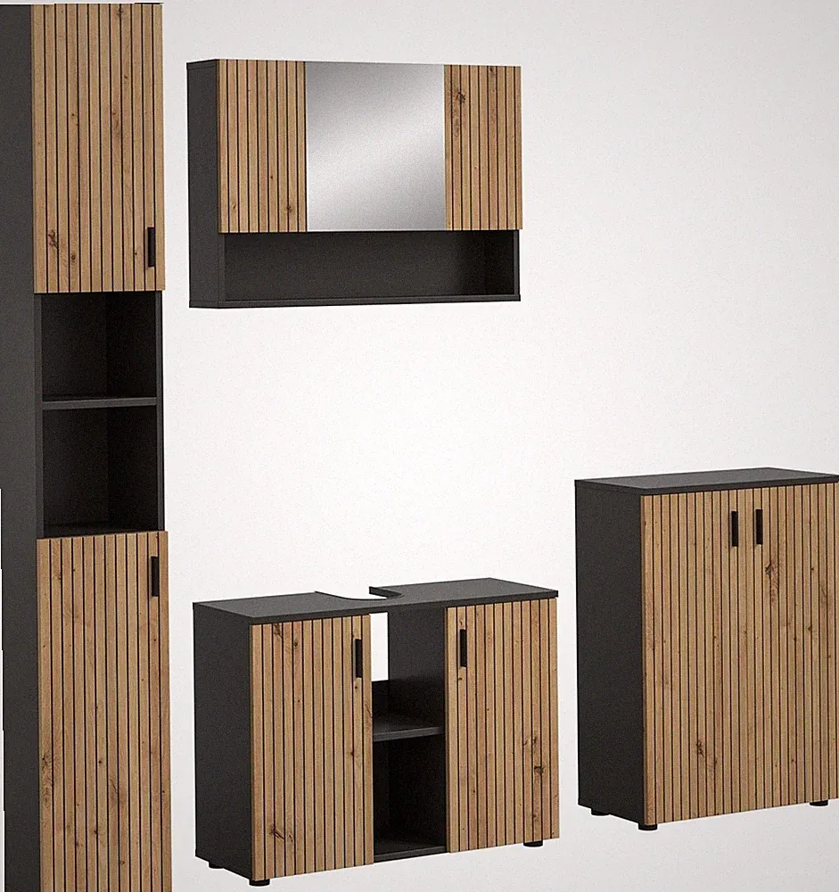 xonox Badezimmer Mone 4 tlg. Badkombination Badmöbel Badset 200x192x30