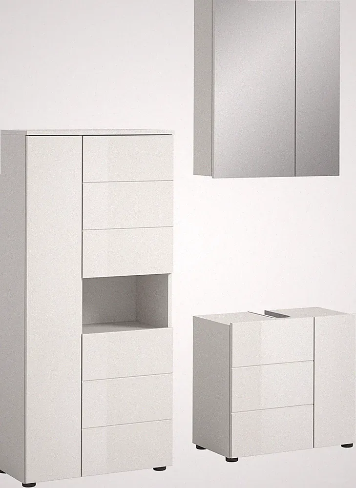 xonox.home 3tlg. Badmöbel-Set Spiegelschrank Unterschrank Standschrank Vira weiß