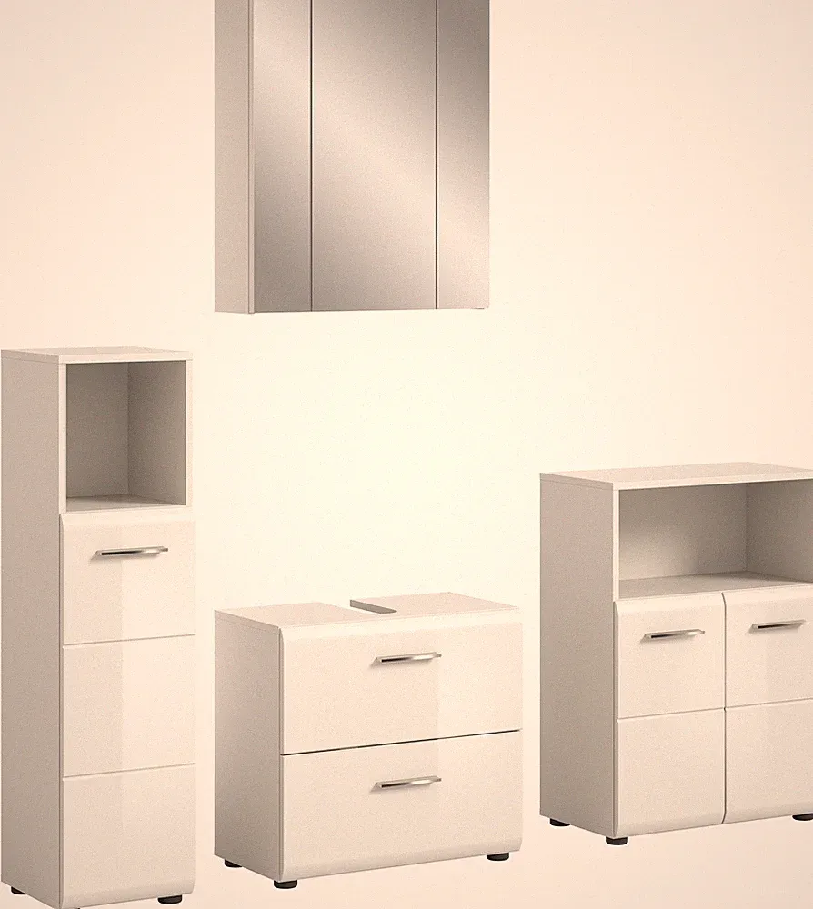 xonox.home 4 tlg. Badmöbel-Set Badezimmermöbel Badschränke Ice weiß 180x185x32cm