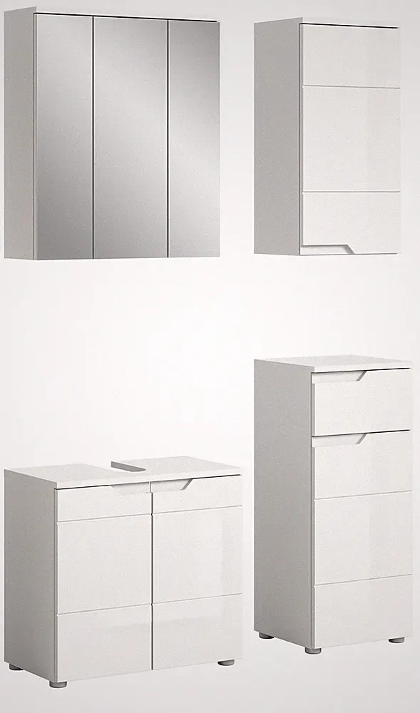xonox.home 4 tlg. Badmöbel-Set Badezimmermöbel Badschränke Solero weiß 116x193cm
